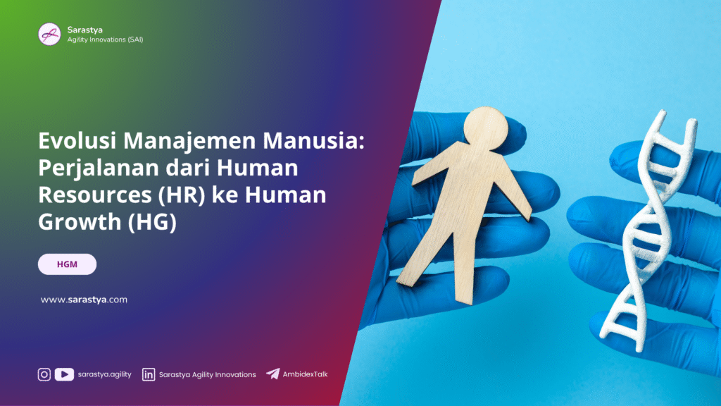 Diagram evolusi manajemen manusia dari era HR, HC, HX, hingga ke Human Growth (HG) di era CUAN